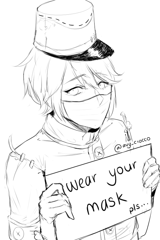 Victor is here to remind you to...

#identityv 
#identityvfanart
#identityvpostman 
#idvpostman 
#idvvictorgrantz 
#victorgrantz 
#sketch
#covid_19 