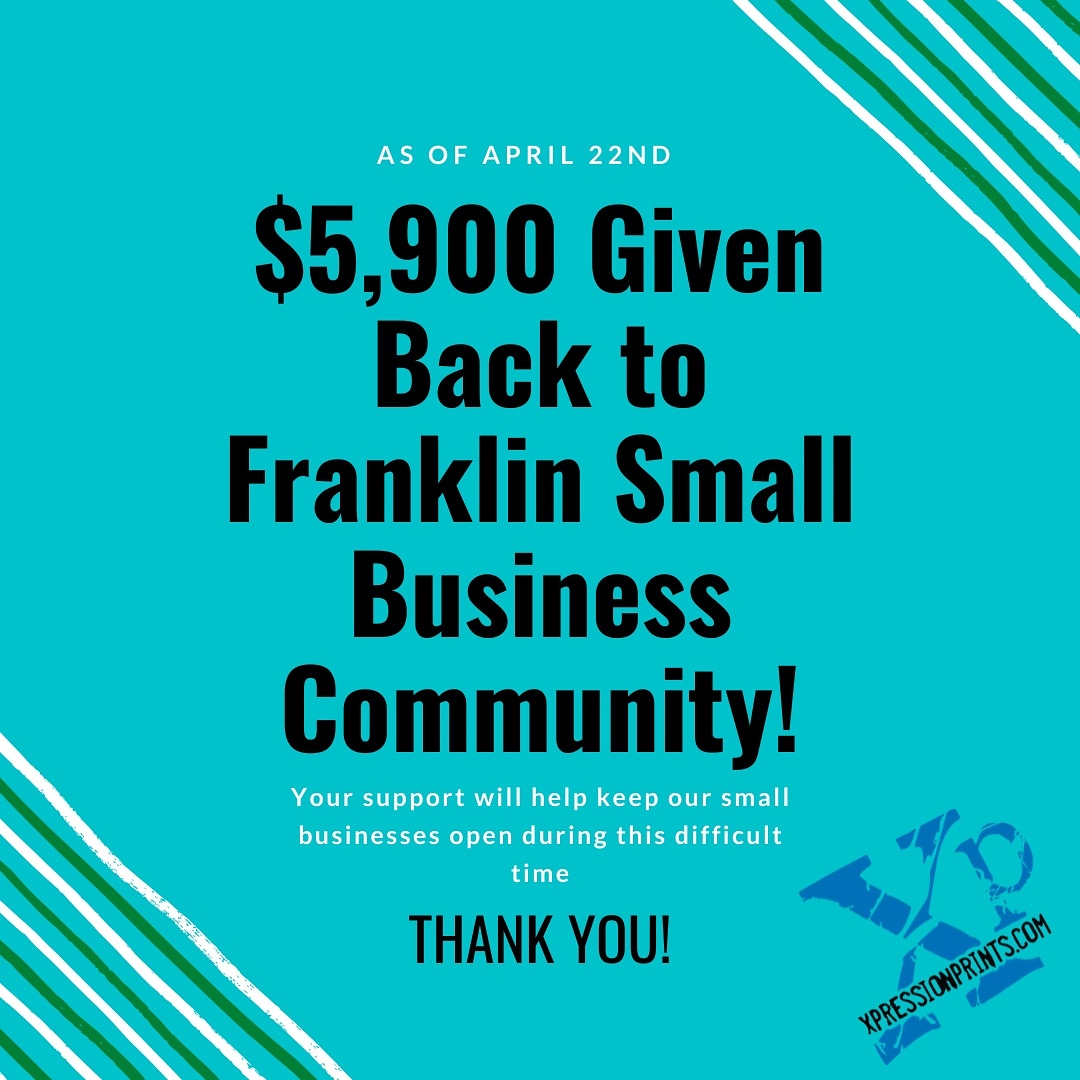 XPressionPrints's tweet photo. Thank you for all your support for our Franklin Small Businesses!! The t-shirts can be purchased at: https://t.co/ZoSC9iSHXn. #xpressionprints #franklinma #shoplocal #weareallinthistogether https://t.co/ufZvWjfSZ3