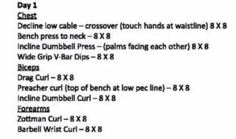 He created the 8x8, with 15-30 second rest b/w sets. It's a race against the clock.