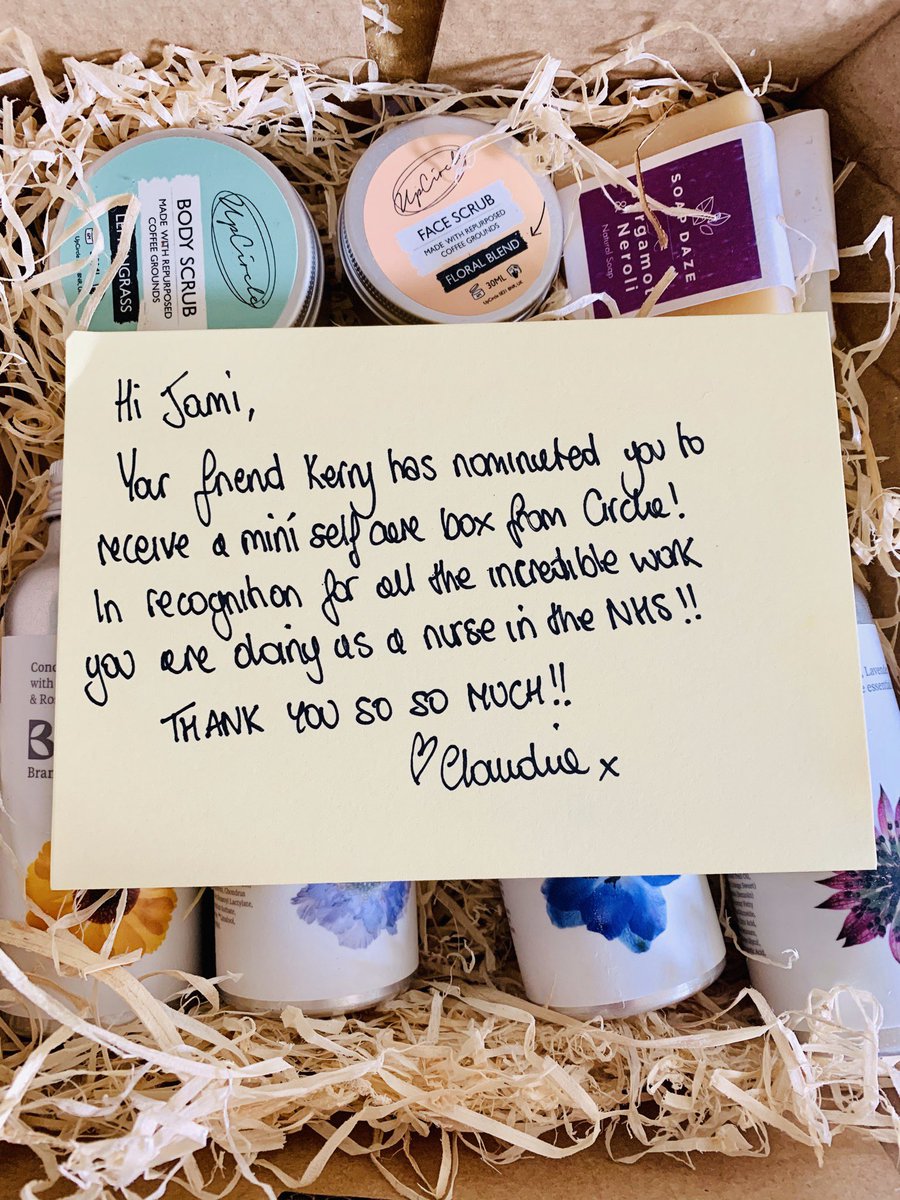 RNJamiW's tweet image. Lovely surprise and a perfect way to remind us to look after ourselves always. #selfcarebox #nursing