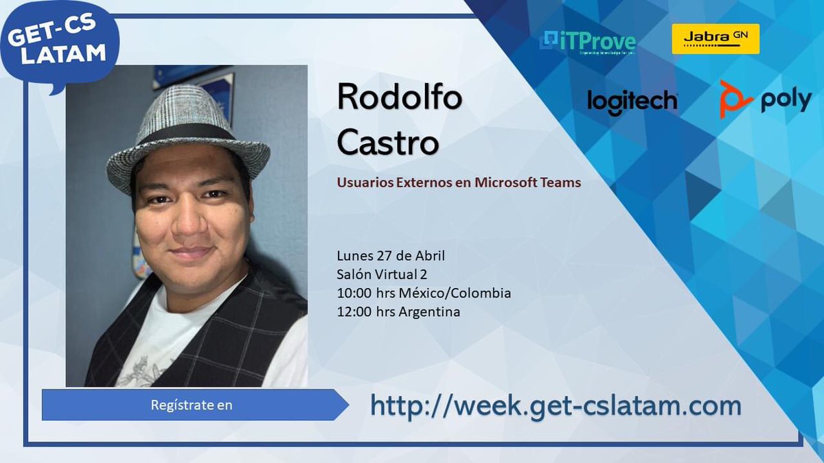 GetCsLatam's tweet image. Dentro de #GetCsWeek, el Lunes 27 de abril nos acompañarán grandes ponentes como @JANDRESVAL, @mabvill y @ucblogmx 

No te lo puedes perder!

Cuatro días llenos de sesiones para Microsoft Teams!

Registrate en week.get-cslatam.com

#GetCsLatam
#ITProve #Jabra #Logitech #Poly