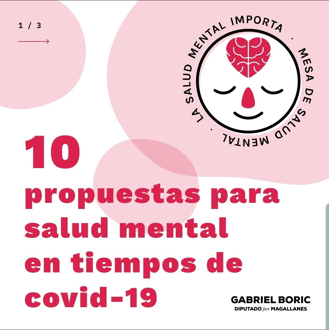 GabrielBoric's tweet photo. Con mi equipo y mucha gente que ha aportado hemos trabajado en una propuesta de Salud Mental en tiempos de pandemia. Pq muchas veces no se ve pero está ahi, y se sufre en serio, pero podemos hacerlo mejor. La Salud Mental importa! https://t.co/5pzUtFs54O https://t.co/urnDFIc2fK