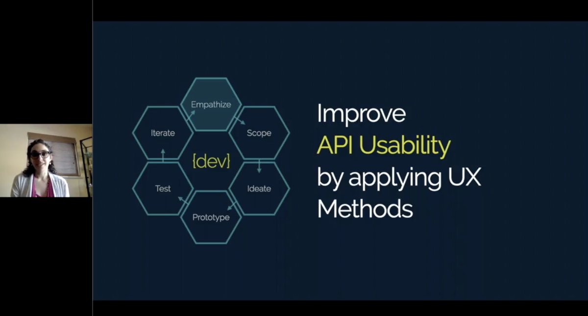 APItheDocs's tweet photo. Coming up on the virtual #APItheDocs stage is @jennydove, sharing
👉structure of a #design framework
👉steps of the design process
👉how to apply the structure & steps to existing #APIs
#ATDvirtual #APIconference #VirtualEvent #StayAtHome #UX #DeveloperExperience #APIusability https://t.co/RJPAQxb9wj