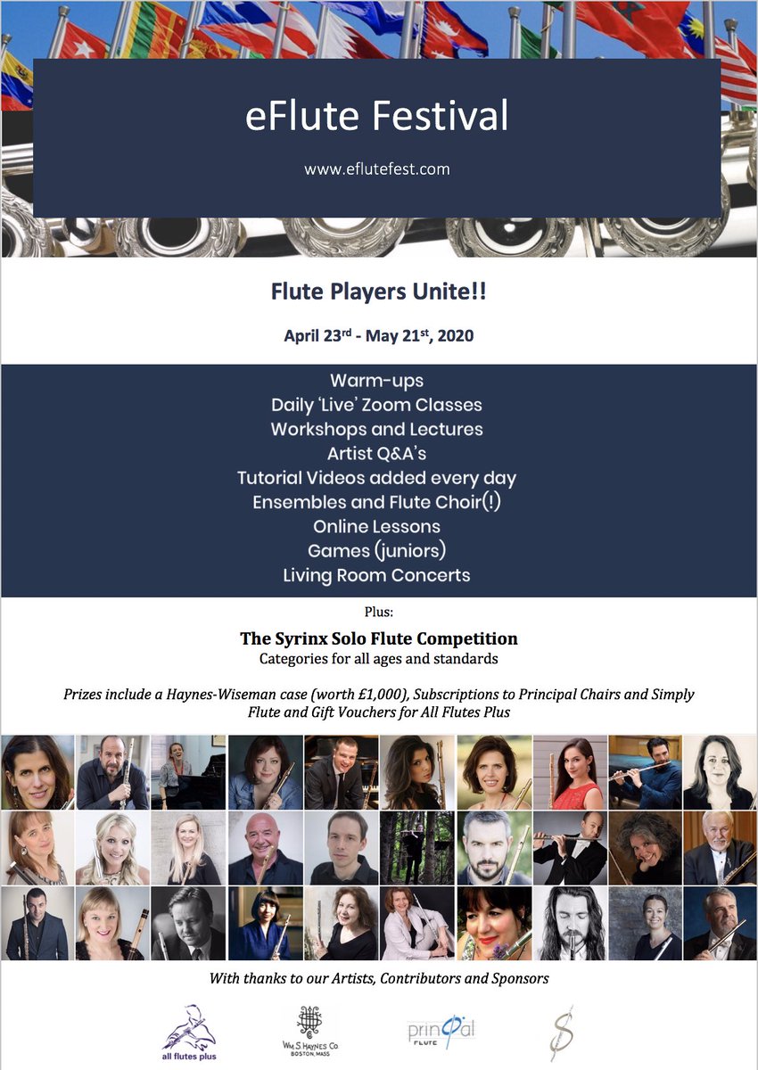 EfluteFest's tweet photo. eFlute Festival 2020 starts TOMORROW! Our Earlybird discount ends tonight at midnight (UK time). We have a great month planned, with an amazing line up of artists.We hope you'll join us for what promises to be a very special online event!! https://t.co/D43j35CnVo #KeepOnFluting https://t.co/KyYs22ReWG