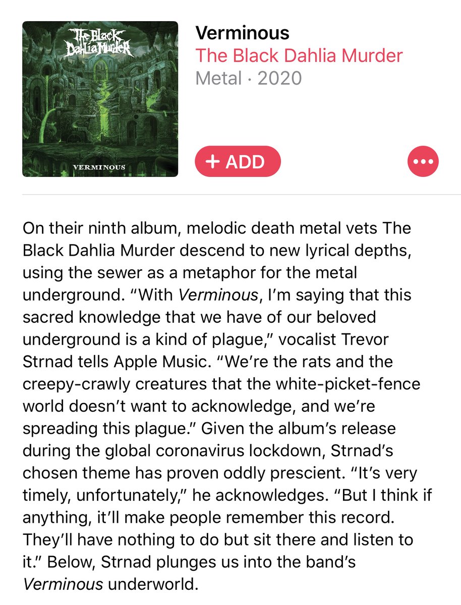 MetalBlade's tweet image. A nice treat for all you @bdmmetal fanatics! Check out the #Verminous #EditorsNotes on @AppleMusic; where @TrevorTBDM dives into the entire record, track by track! 

📰 music.apple.com/us/album/vermi…