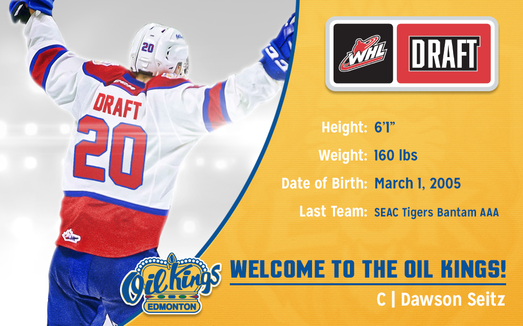 With the 20th overall pick in the #WHLBantamDraft, your #OilKings have selected Dawson Seitz from the SEAC Tigers BAAA. #allhail
