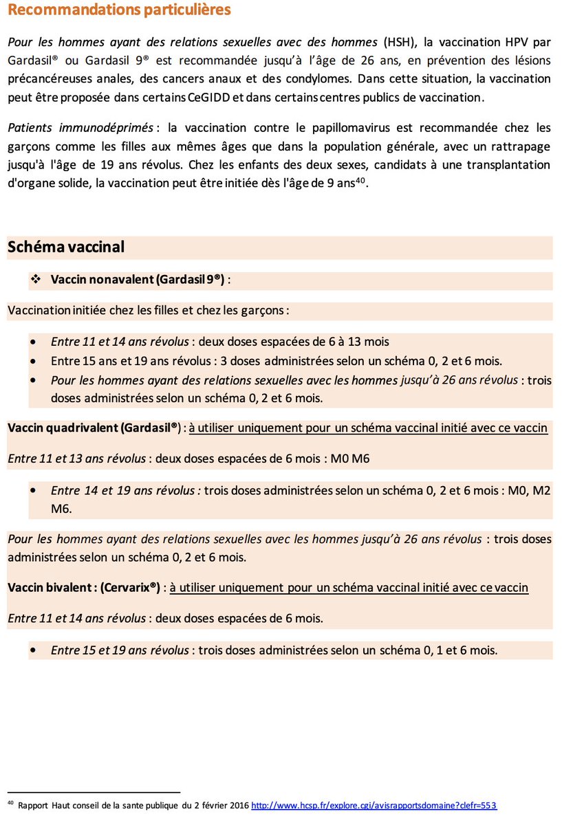 [PapillomaVirus Humain  #HPV] (Recommandée)Nouvelles recommandations : ⚦ ET ♀︎11-13 ans 14 ansPeut être initiée chez l'HSH jusqu'à 26 ans par trois doses à 0, 2 et 6 mois.La vaccination HPV ne concerne pas que la femme, elle concerne et touche homme & femme !