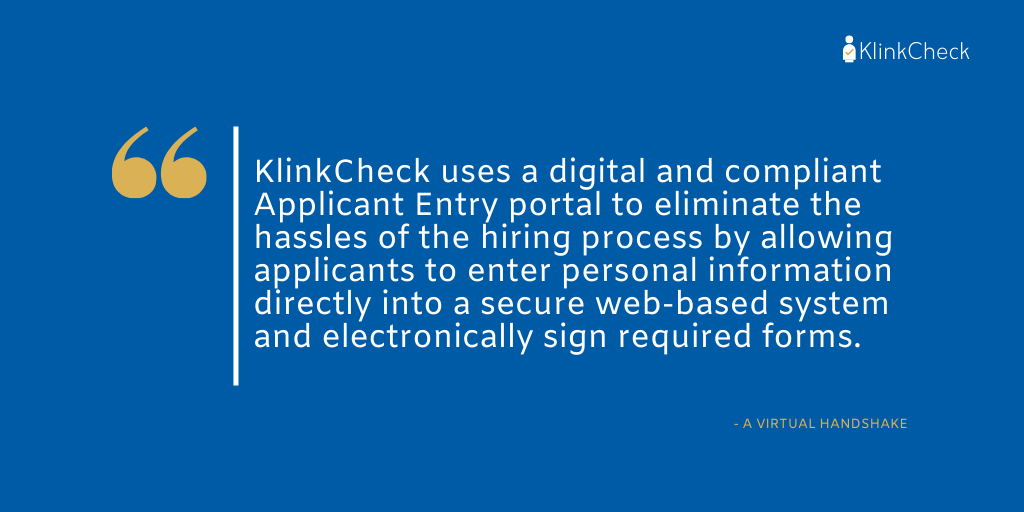 New Blog Post: A Virtual Handshake. The hiring process made simple with our digital and compliant Applicant Entry portal. Read more: buff.ly/3cIG0eT #COVID19 #Employment #HiringProcess