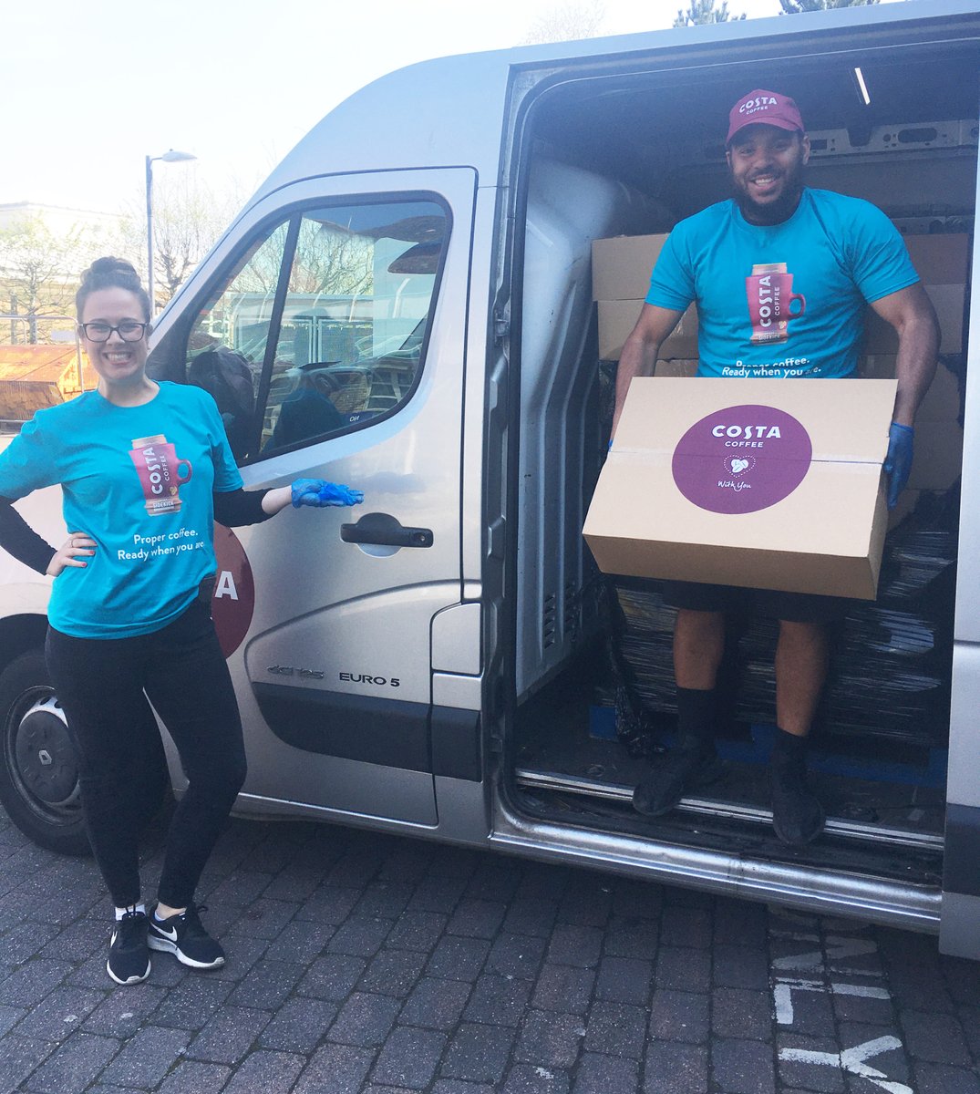 DCHFT's tweet photo. A massive thank you to @CostaCoffee who donated 18 boxes of coffee in a can to us. They have been delivering cans to hospitals all over the country. We really appreciate this donation - and it looks like our staff did too! #COVIDkindness #InThisTogether #OurNHSPeople https://t.co/NvpYKtNw9c