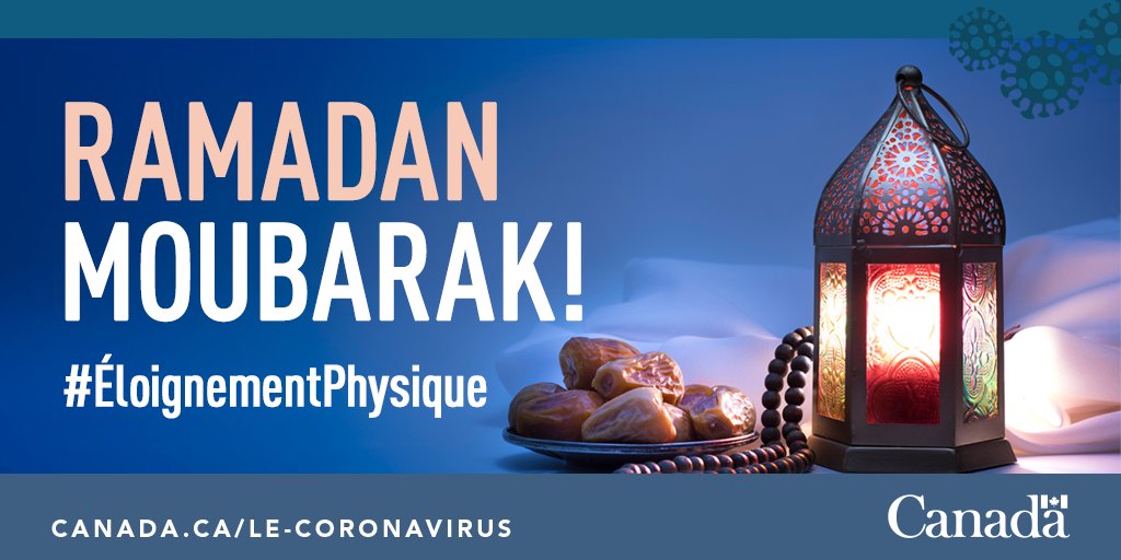 GouvCanSante's tweet photo. Contribuez à limiter la propagation de la #COVID19 pendant le #ramadan. Prenez part à des prières virtuelles, limitez vos repas de l’iftar aux personnes avec qui vous vivez et communiquez avec parents et amis par téléphone ou en ligne. https://t.co/EjKwsH69DC #éloignementphysique https://t.co/AZrAyhLeae