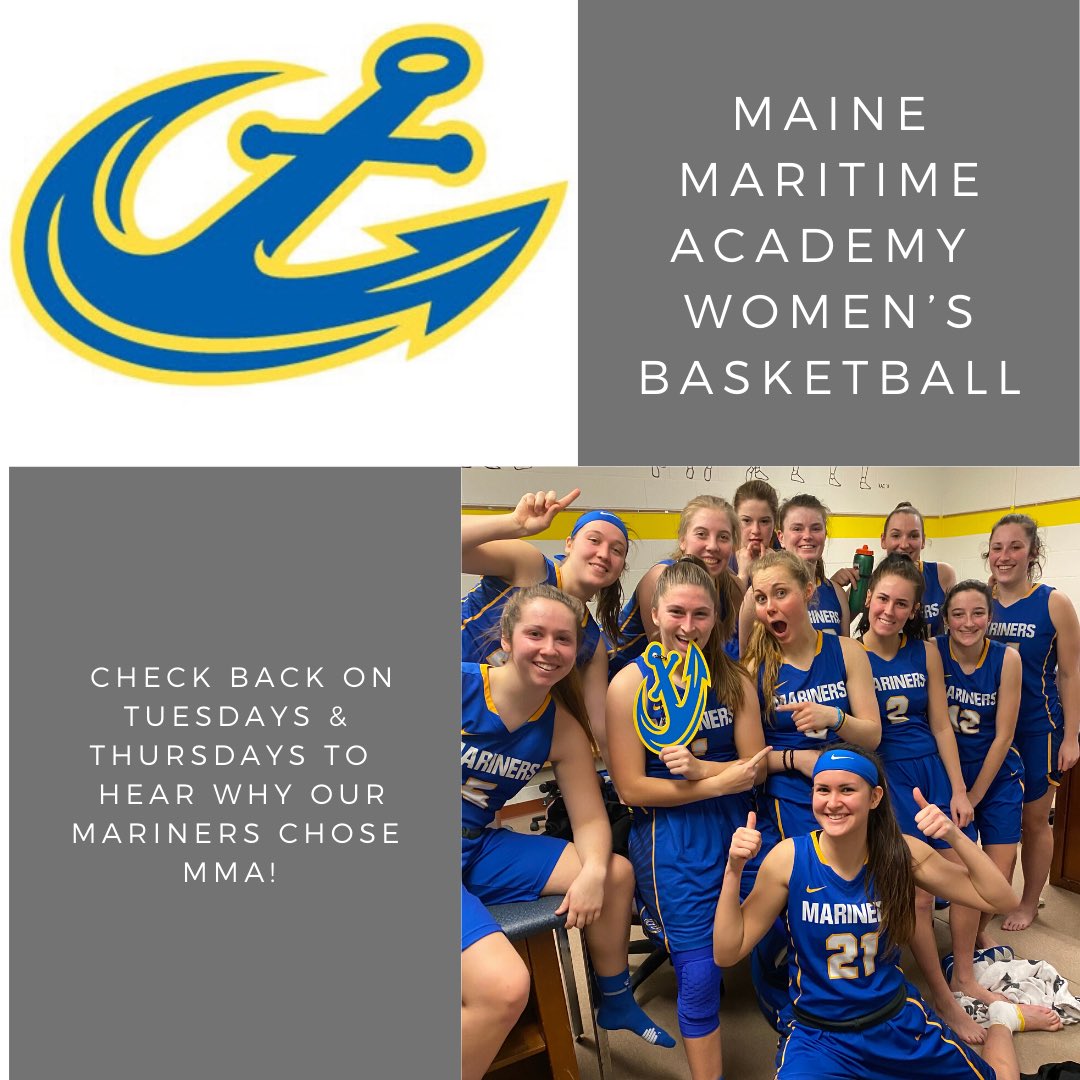 mmawbb's tweet photo. Check our instagram on Tuesday / Thursday to hear why our current players &amp; alums chose MMA! #WeAreMariners #WhyMMA 🏀💙⚓️ https://t.co/N6TifjoNkf