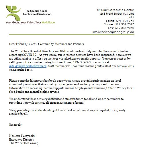 Please see our Covid-19 plan,  we are committed to providing our services to the community, albeit in an alternative format for now. We will get through this together!