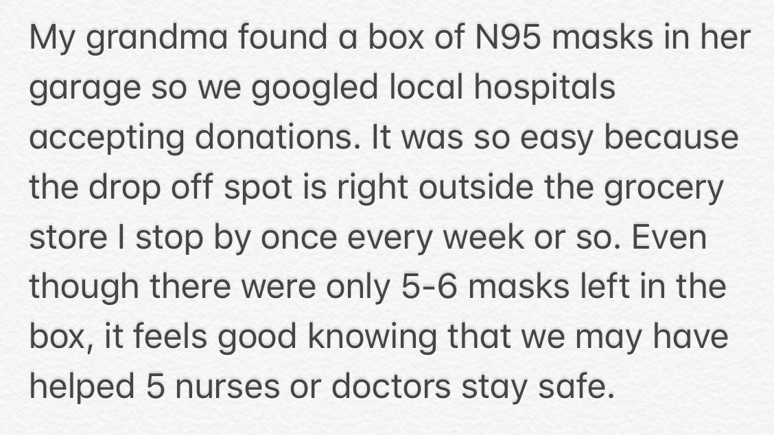 COVIDvoices's tweet photo. It feels good knowing that we may have helped 5 nurses or doctors stay safe. – Sloane

#COVIDvoices #Coronavirus #COVID19 https://t.co/MECn58mbwB