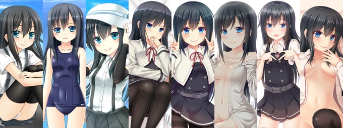 #艦これ7周年 
おめでとうございます🎉
折角の機会なので、2013年から今まで描いてきた朝潮を1年刻みで絵を並べました₍₍ (ง ˘ω˘ )ว ⁾⁾ 
