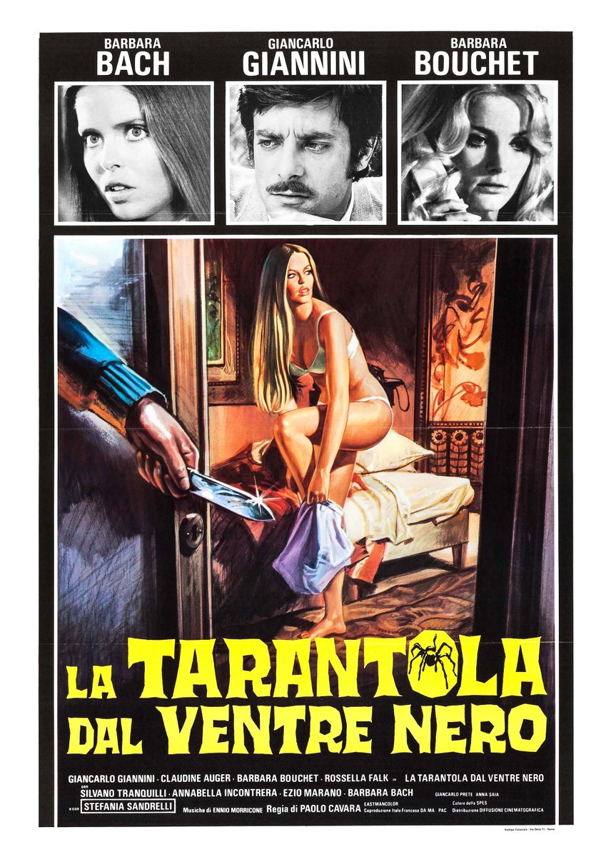 #BlackBellyOfTheTarantula #ItalianCinema #Giallo #HorrorMovies #MurderMystery #PaoloCavara #GiancarloGiannini #BarbaraBach #BarbaraBouchet #ClaudineAuger #EnnioMorricone #70sMovies #70sHorror #Posters