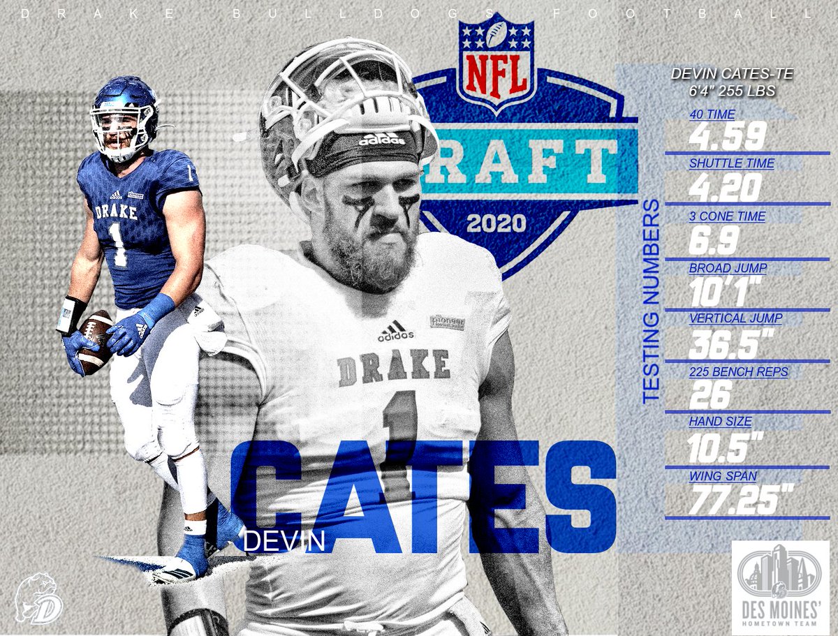 DrakeBulldogsFB's tweet photo. With today being the eve of the NFL draft, We want to scream GOOD LUCK to @Just_Devin_It as he chases his dreams! We are rooting for you! #GameChangers https://t.co/8Tledwhtjr