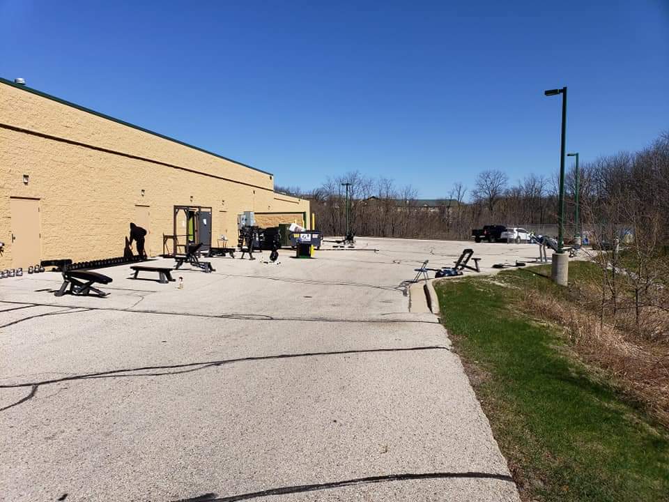 AKJPurple's tweet photo. @marcuslemonis : small biz creativity at its finest! My husband puts in hours of manual labor so people can get their exercise with equipment! Our gym is shutdown, but theres no rule against moving stuff in and out everyday to workout!! @AFWaukeshaWest https://t.co/wrTD10oyh9