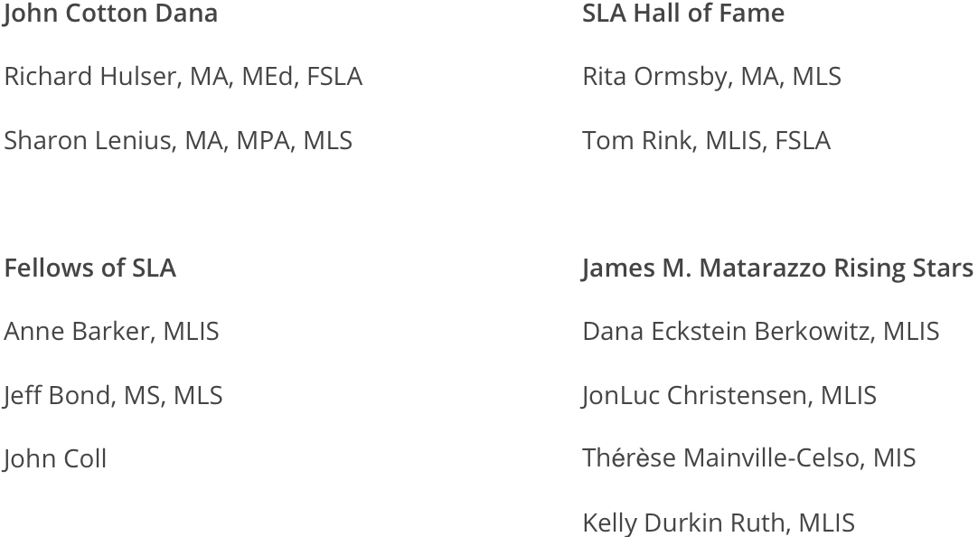 SLAhq's tweet image. .@SLAhq is excited to announce the SLA awards for 2020. Congratulations to this year's award recipients. #SLA #SLA2020 #OneSLA #SLAawards #SLAawardrecipients
sla.org/get-involved/a…