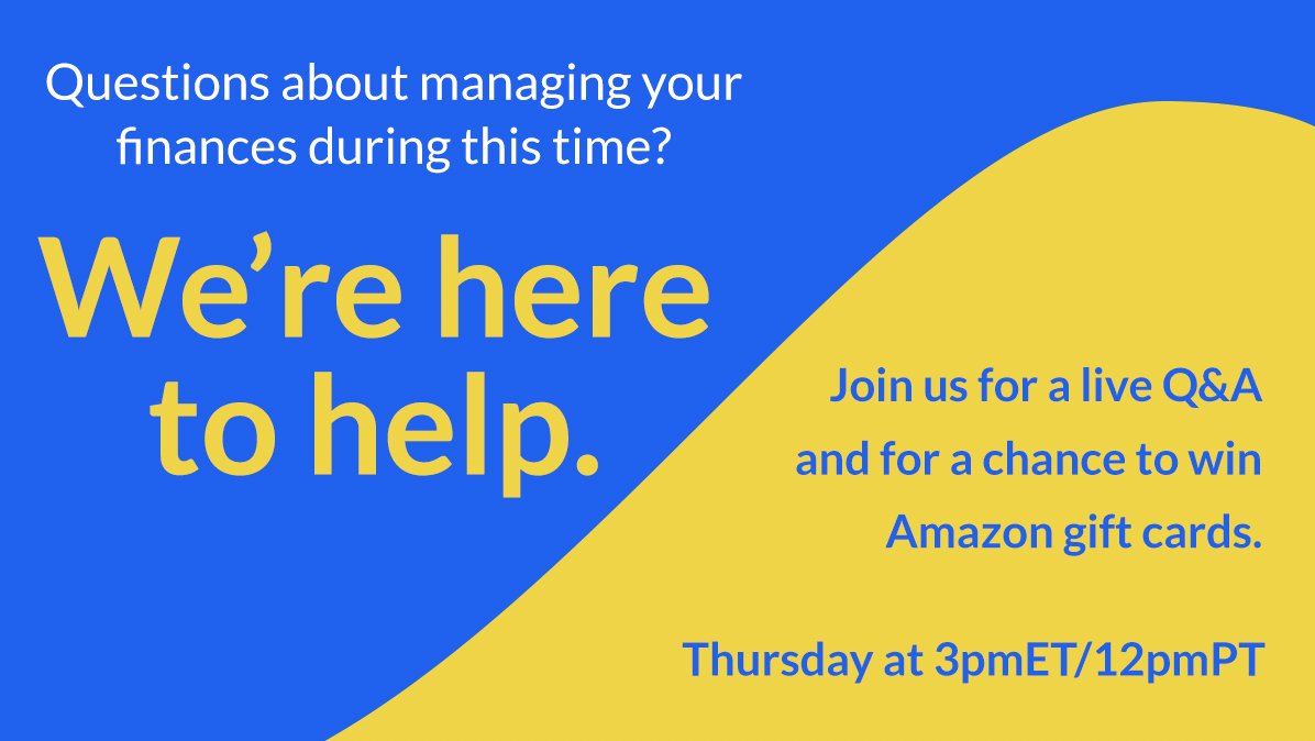 creditsesame's tweet photo. TOMORROW: Join us for a live Q&amp;A at 3pmET/12pmPT. Follow #SesameChat to ask our experts questions about managing your finances during #covid19. #financialwellness #credit #SesameThrive https://t.co/5mmFJaE0P6