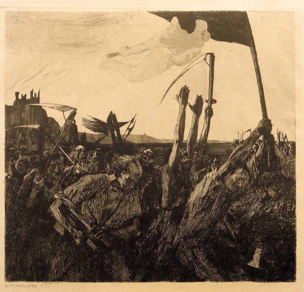 Kollwitz’s next series was The Peasant’s War (1902-8) which sees a further unleashing of her expressionist genius & the creation of some of the most powerful images in art! Genius is an overused word but appropriate for Kollwitz