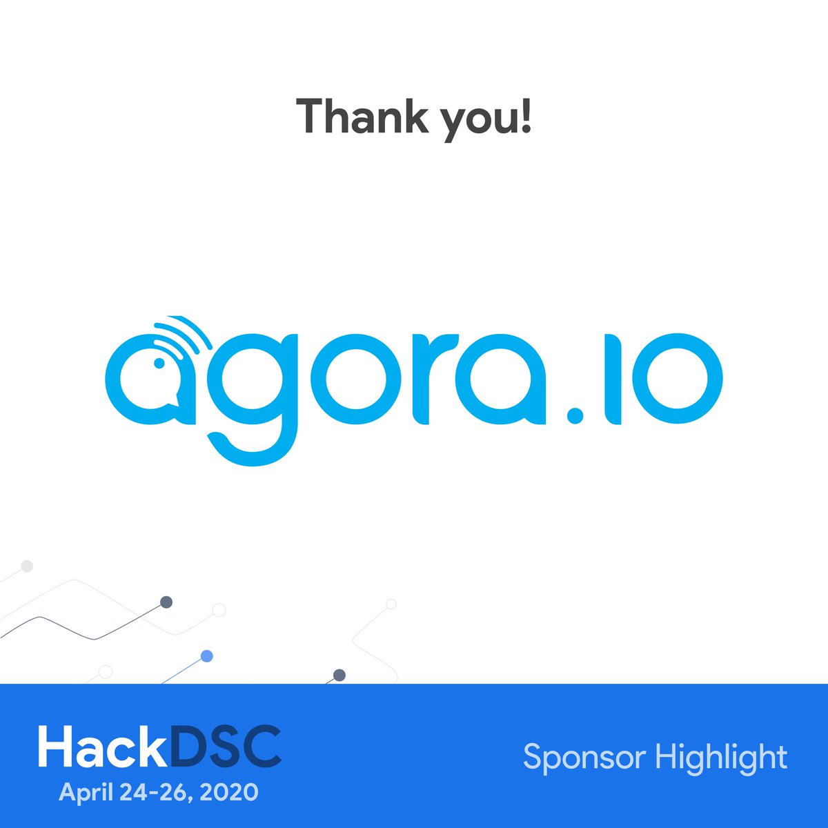 HackDsc's tweet photo. #HackDSC would like to thank @AgoraIO for sponsoring our hackathon this year. Register at https://t.co/gtjEsHlcSd to participate and attend amazing workshops. 
#developerstudentclubs #HackDSC #googledevelopers https://t.co/XSZCyUPzUi