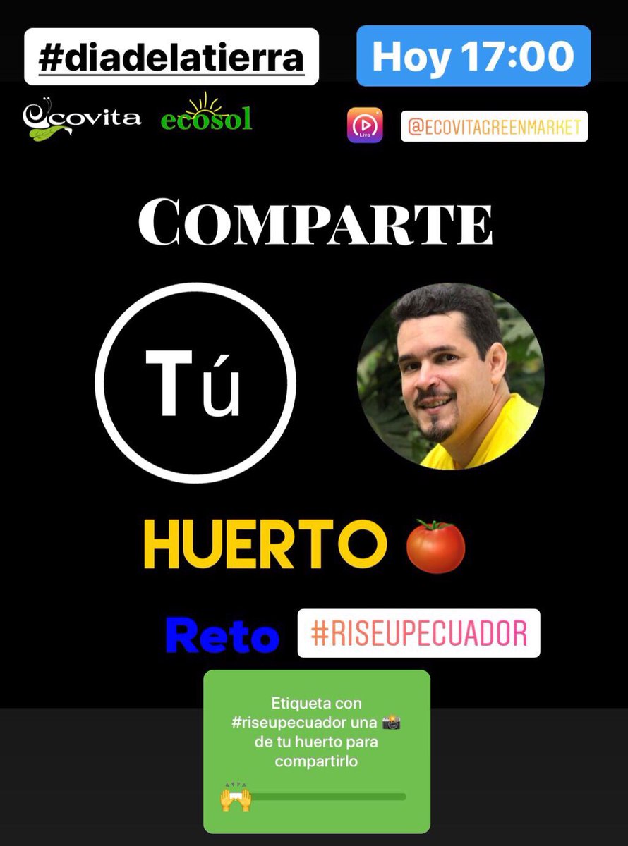 Ecovitamarket's tweet photo. Hoy en el #diadelatierra Comparte Tu Huerto 🍅EnVivo Instagram @ecovitagreenmarket 
Tomale 📸 a tu huerto- Súbelo en IG con el #riseupecuador https://t.co/6bvFcH1SfZ