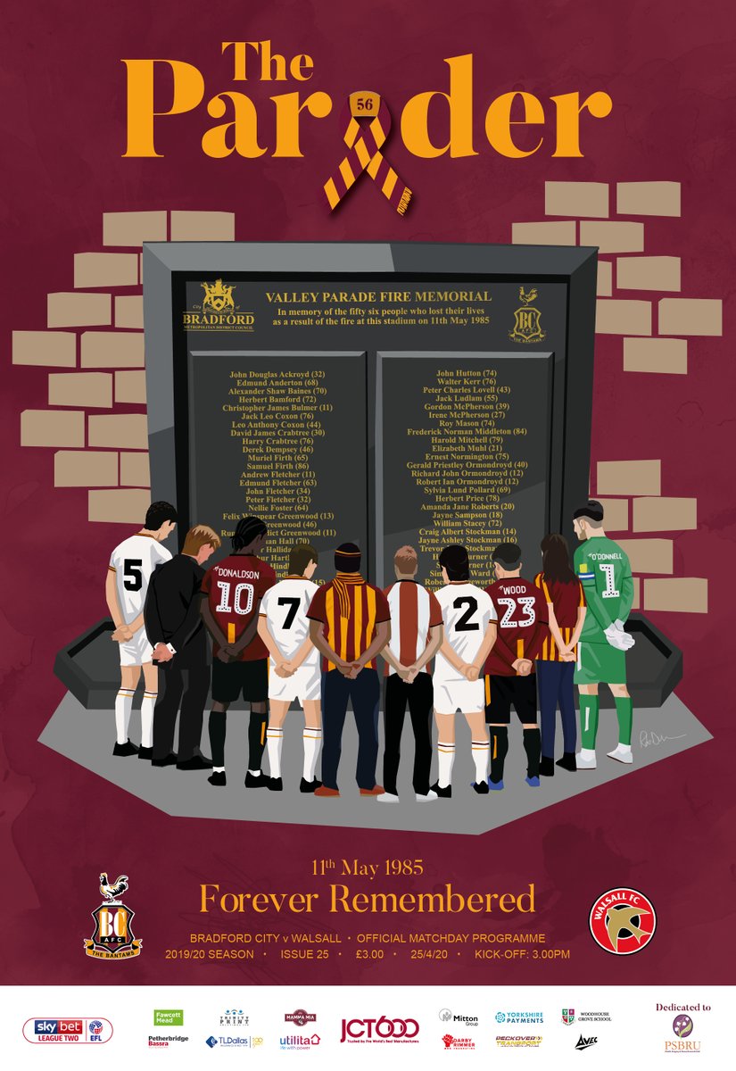 🙏 | Today we were due to host <a href="/WFCOfficial/">Walsall FC</a> in what would have been our annual memorial fixture, remembering the 56 people who tragically passed away on 11th May 1985.

📒 | The front cover of The Parader features a tribute to those who will never be forgotten. 

#BCAFC