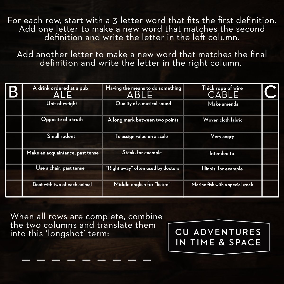 cu_adventures's tweet photo. Daily puzzle time! #TimeInYourSpace #StayHome
#puzzlefortoday #escaperoom #chambana https://t.co/QiPxSjGy3L