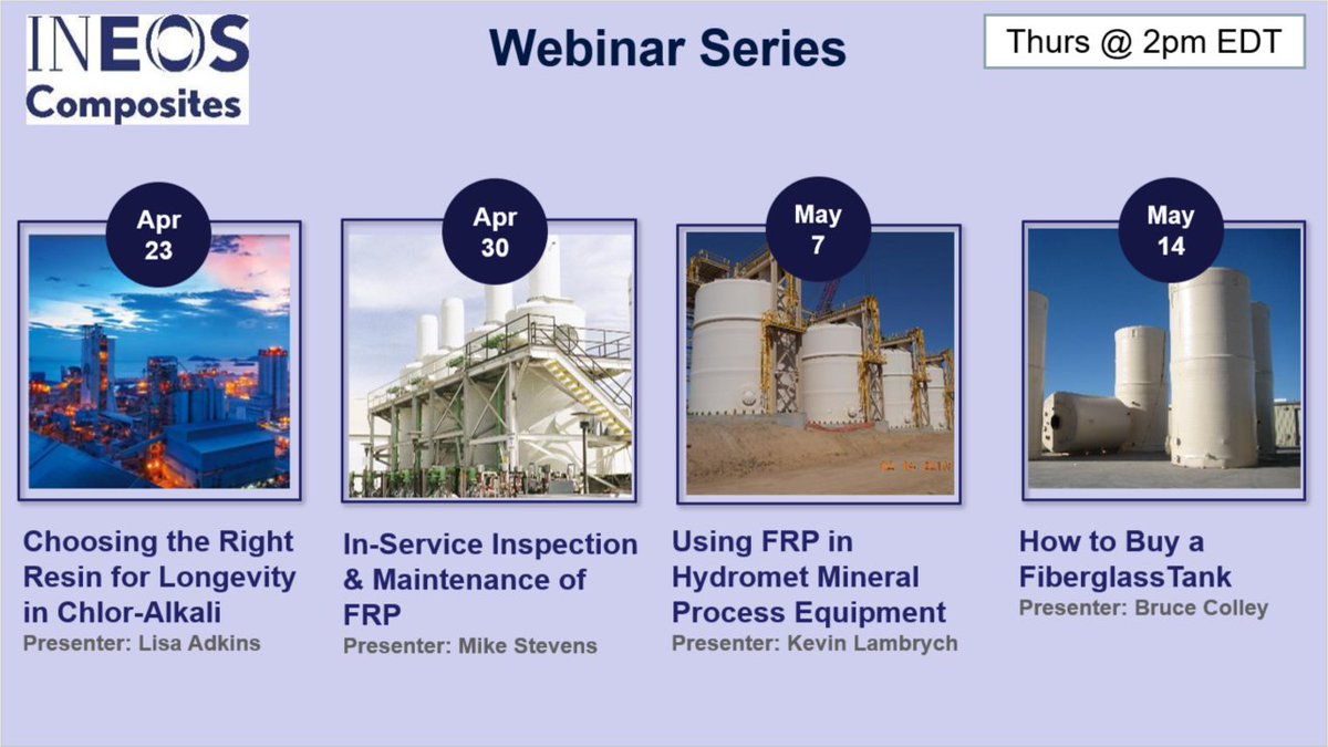 INEOSComposites's tweet photo. INEOS Composites is hosting a series of webinars to share our expertise online.

Tomorrow (2pm EDT), we look at at how choosing the right resin can optimise performance and improve service life.

Register for session here 👉 https://t.co/gUFVIrJjru

#StayAtHome https://t.co/aLZIBHgmaP