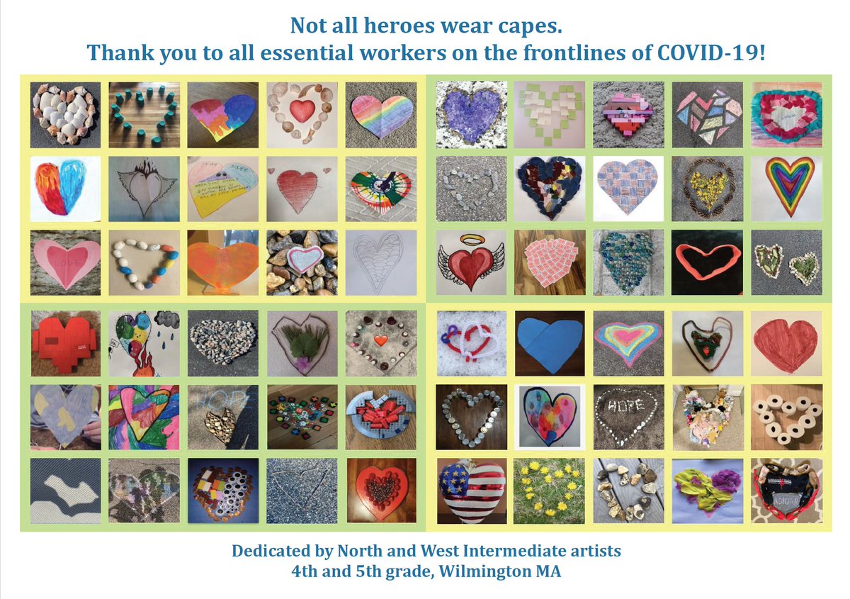 The students at the North and West created these beautiful hearts, and Ms. Mac and I worked together to turn them into a poster. We're donating it to the Boston Hope Medical Center. We're all in this together! #WTAspirit #WPSspirit #wildcatCIRCLE