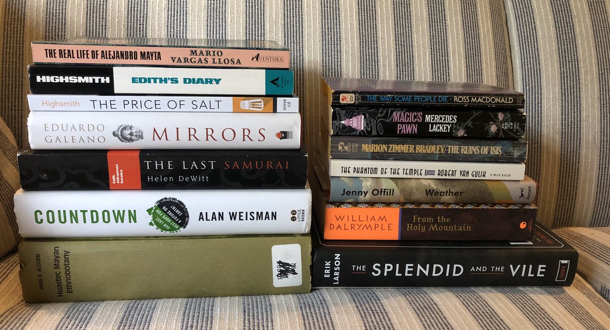 matildatc23's tweet photo. Ordered a nice big mystery stack of books from @chbooksdc for me and @sarahvonck (can you guess which one is your pile??). So far this is the highlight of social distancing and there’s no better way to stay #InsideTogether than with books! https://t.co/h1FMQm4jJL