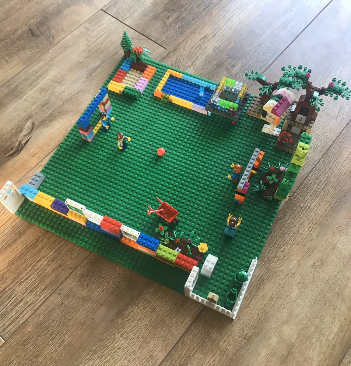 NDougs's tweet photo. @menstonprimary Our garden, made by Thomas in Willow Class and Sam who is really excited to be starting in Foundation in September! Featuring a big football pitch of course! https://t.co/TDMQShGb9t