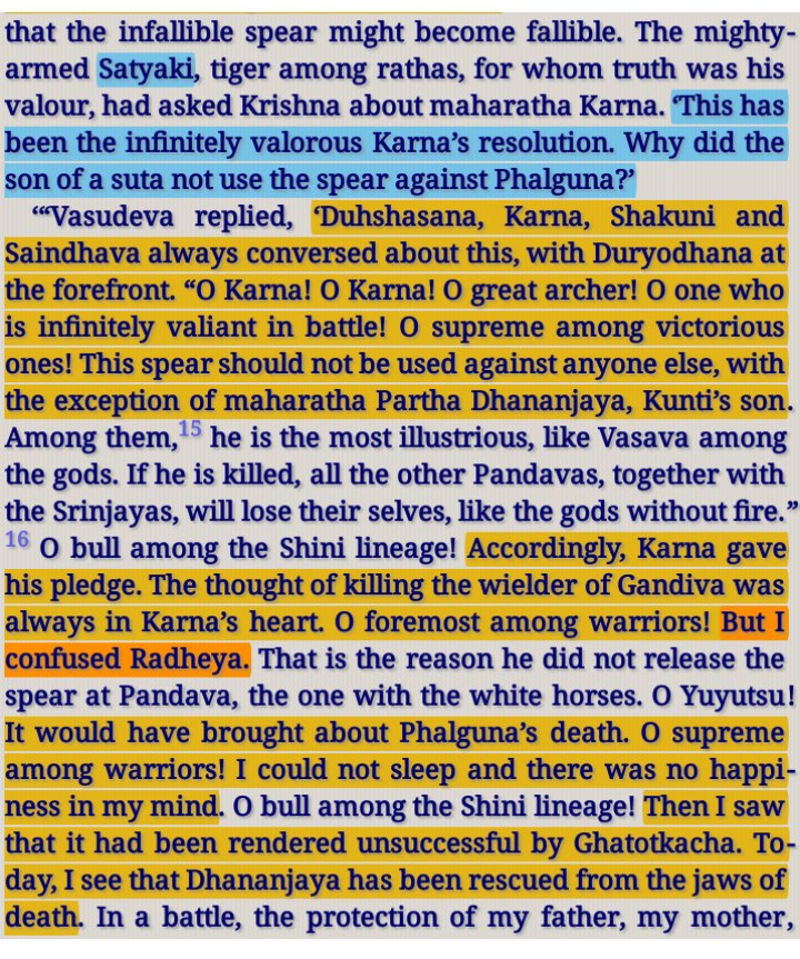 2)  #KRISHNA HIMSELF ACCEPTED THAT HE CONFUSED  #RADHEYA FOR PROTECTING  #ARJUNA.Sec 71, Jayadratha Vadha Parva,Chapter 1134(157)