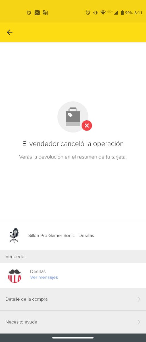 mer_aven's tweet photo. @ML_Argentina hola, realice una compra hace una semana, el día de hoy, cuando tenía que recibir el producto, me encuentro con que fue cancelado y el vendedor dice que no canceló el pedido. El número de caso es 56971656. Quiero saber que pasó https://t.co/wYGXSmrQZ2