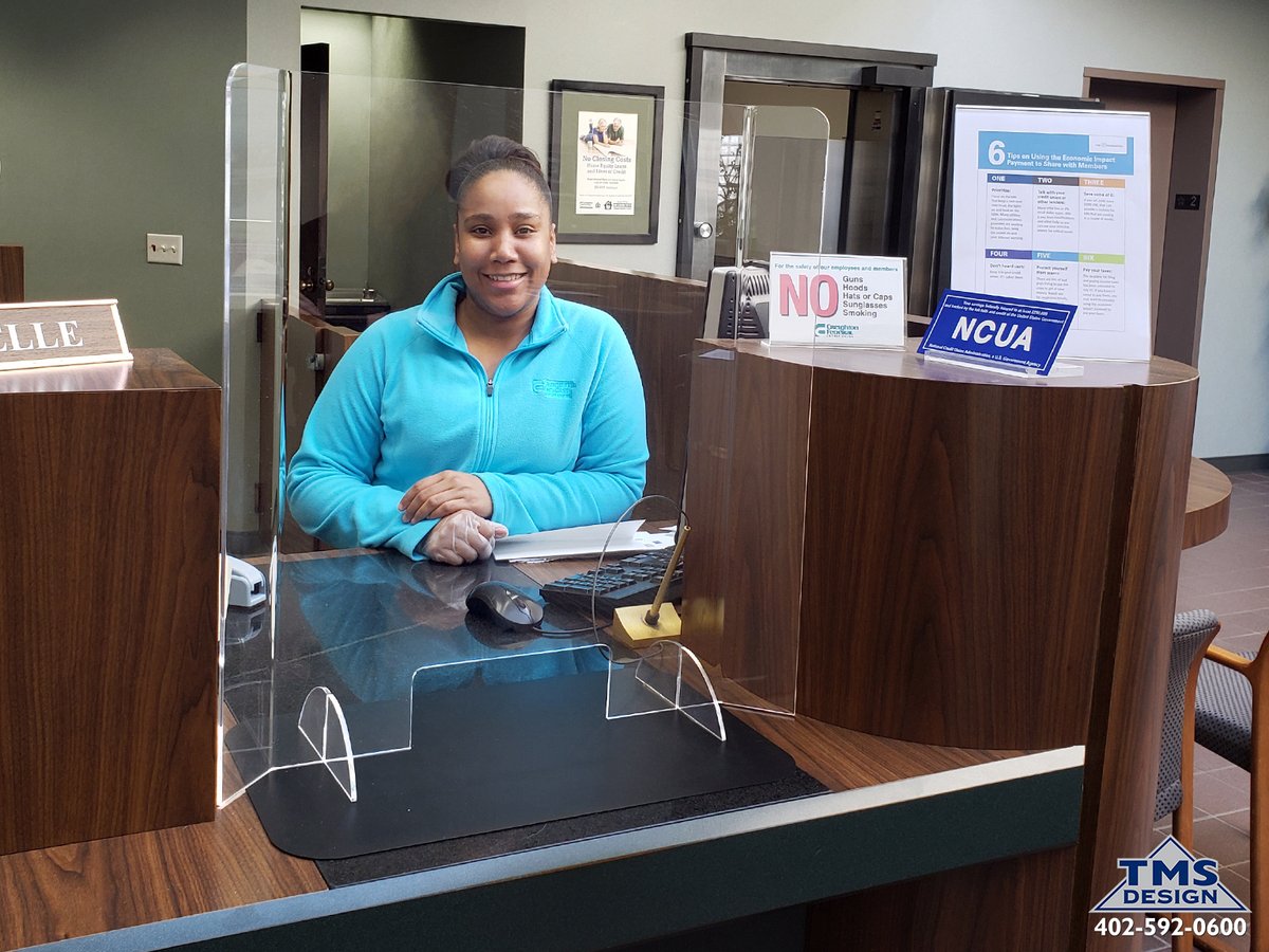 TMSDesignINC's tweet image. Protect your customers and your employees with a Customer Courtesy Shield by TMS Design. With no installation required. Call 402-592-0600 for more information. #covid19 #coronavirus #courtesyshield #safetyshield #germshield