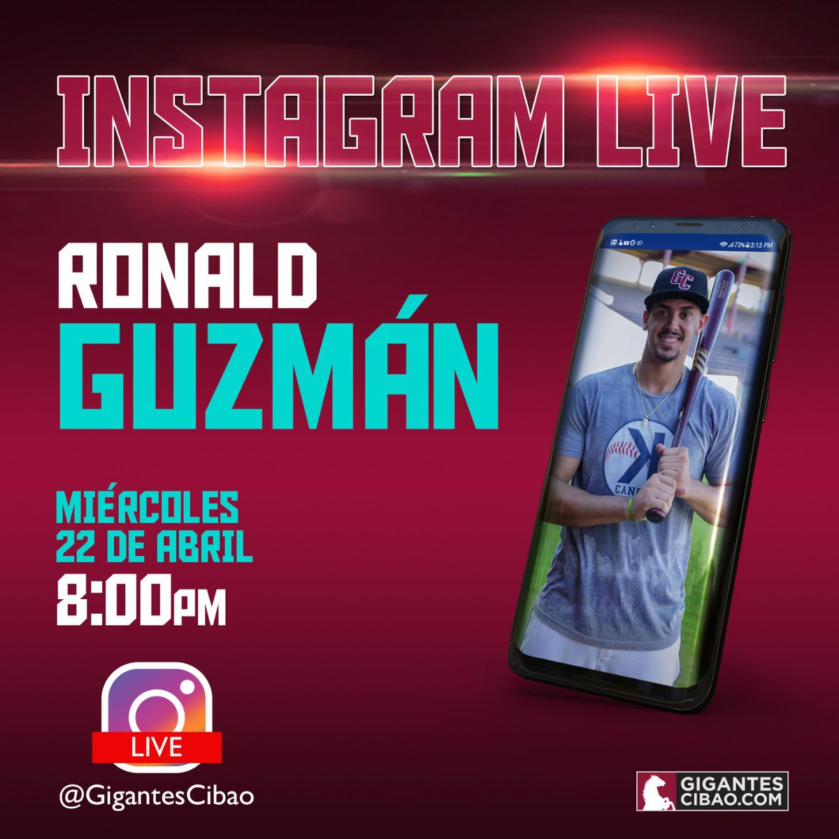 Gigantes_Cibao's tweet image. ¡Hoy no te pierdas el live en Instagram con nuestro Ronald Guzmán! Ven y conoce más de este Caballo, Caballo. 🐴