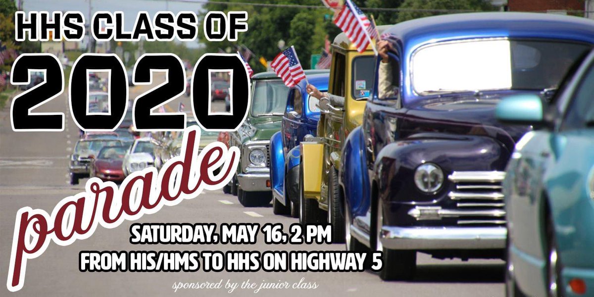 HoweAthBooster's tweet image. A vehicle parade will travel from Charles R. Thompson Gymnasium at Howe Middle School down Highway 5 to Howe High School.  Those wishing to salute the Class of 2020 in their unusual graduation season are asked to please line Highway 5 from Duke Street to Ponderosa Rd.