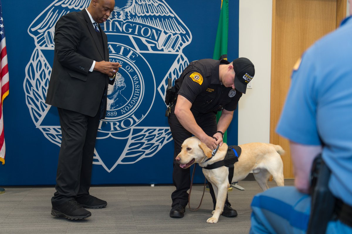 wastatepatrol's tweet photo. It has been four weeks since we tragically lost Trooper Justin R. Schaffer.

We want to share that Frankie, Justin's K-9 partner, has retired from active service in the field. He now serves in a different role – as a full-time member of Justin's family. https://t.co/OKV428jmyV