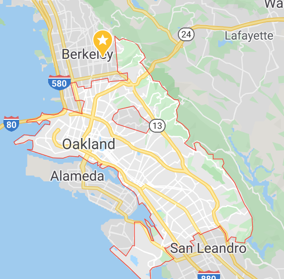 Of Course, Oakland the Donut with a rich, creamy white donut hole named Piedmont and a long custard donut named Alameda