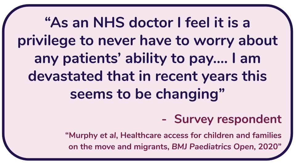 The survey found healthcare workers oppose the NHS charging regulations. They told us they are causing discrimination and disruption for the patients they care for. This is why we call for  #PatientsNotPassports.