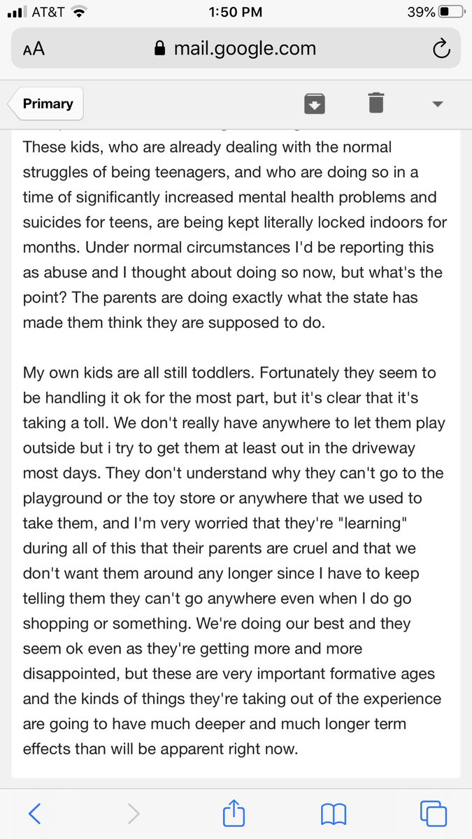 1/ A while back I asked for information about how kids were coping with the lockdown. I received many answers. Unfortunately I got busy and didn’t post any. I apologize to everyone who took the time to write. A sampling follows. Warning: it’s upsetting.