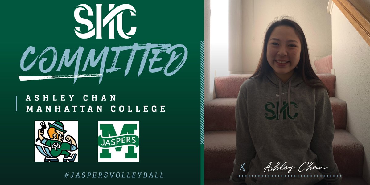 SHCathletics's tweet photo. Congratulations to SHC volleyball player Ashley Chan for her commitment to continue her playing career at Manhattan College. #goirish #gojaspers https://t.co/Jmj7gKZilr