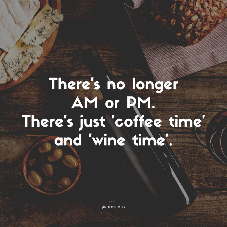 Chefcouk's tweet image. ☕️/🍷 It’s Wine o’clock here! 

How are you keeping up with the #corona isolation, with a wine in your hand or a coffee?

#coffee #wine #quarantine #ukchefs