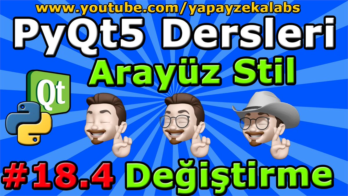 YapayZekaLabs's tweet image. PyQt5 dersleri 18.4 Arayüz Stil Değiştirme youtu.be/cLGPOatvog4 via @YouTube #python #python3 #pythongui #pythonprogramming #pyqt #pyqt5 #qtforpython #qt #qtdesigner #pyqt5dersleri