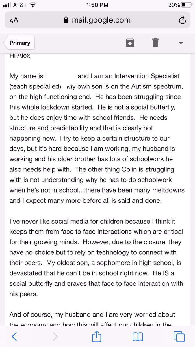 3/ Children with autism have had their routines disrupted and are having a difficult time adapting.