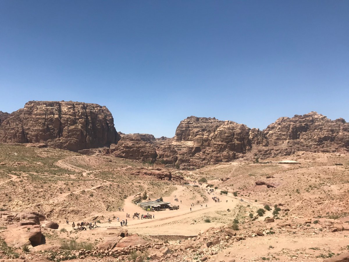 The view from the Royal Tombs looking down towards the Colonnaded Street, with Umm el Biyarah, the flat-topped mountain on the left, and the 'Monastery', or Deir, up to the right