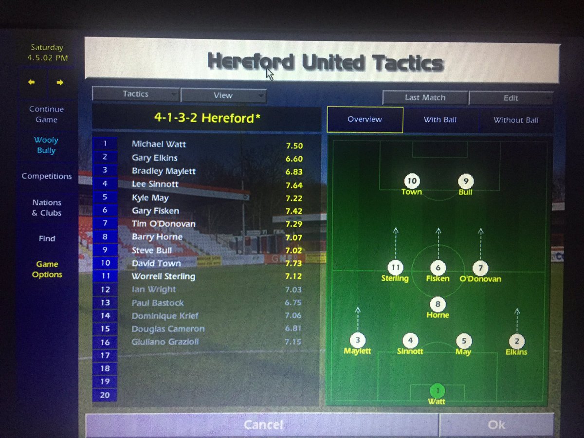 The boys line up for the final match away at Nuneaton Borough. Nuneaton safe with with nothing to play for but no mugs; it’ll be a tough finish to the season with everything at stake. Hereford must win and hope Doncaster don’t in order to have a chance of promotion  #cm0102therace