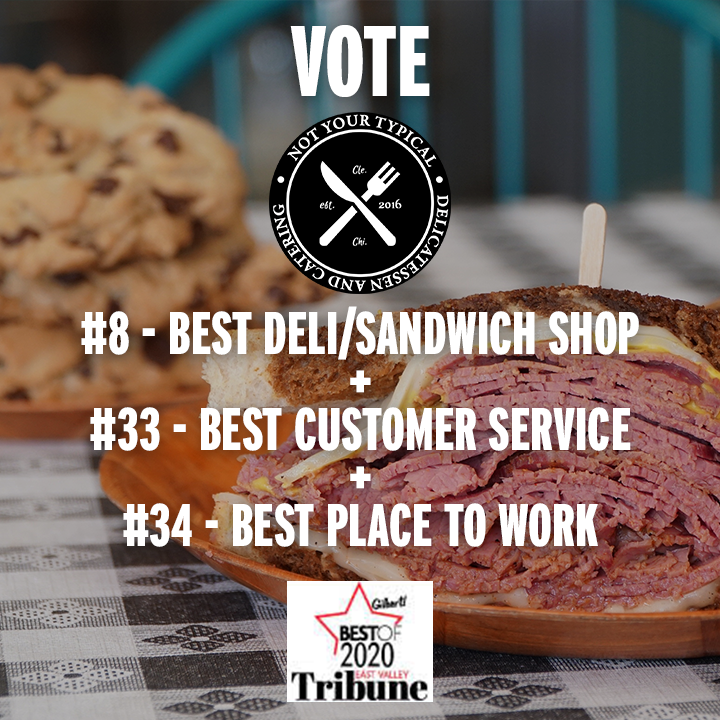 NYTDeli's tweet photo. 🎉 We are honored to be up for @EVTNow's Best of Gilbert 2020 Voting and we'd love to keep our title of Best Deli/Sandwich Shop! We'd appreciate your vote today!

👉 Vote now at https://t.co/w3vwSG2LL6 👈 https://t.co/txPFS15KCv