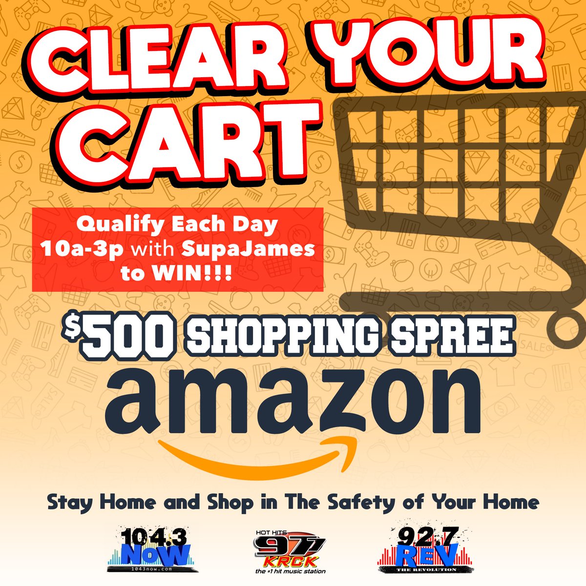 Giving out amazon shopping sprees! Yieee! <a href="/1043NOW/">1043NOW</a> <a href="/977krck/">Hot 97-7</a> <a href="/Rev927/">92.7 The Revolution</a>