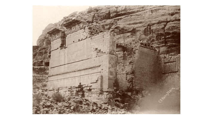 The Tenemos Gate and the Qasr el Bint in 1895, photos by Hornstein  @PalExFund archives. Both are built structures rather than rock cut. The Qasr el Bint is a temple, which, whilst looking very classical on the outside, follows a typical Semitic 'three-room plan' in its interior.